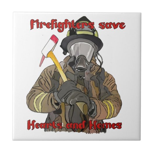 Feuerwehrmänner retten Herzen und Häuser Fliese (Vorderseite)