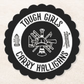 Feuerwehrmännerinnen Mädchen tragen Halligans Untersetzer (Vorderseite)