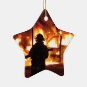 FeuerwehrmannHandline Keramik Ornament (Rechts)