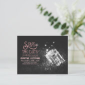 Feuerwehrmason Glas rustikal romantisch Save the D Ankündigungspostkarte (Stehend Vorderseite)