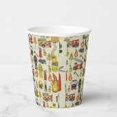 Feuerwehrmuster, Feuerwehrfahrzeug, Rettungsgetrie Pappbecher (Rechts)