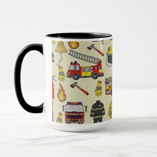 Feuerwehrmuster, Feuerwehrfahrzeug, Rettungsgetrie Tasse (Links)