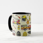 Feuerwehrmuster, Feuerwehrfahrzeug, Rettungsgetrie Tasse (Vorderseite Links)