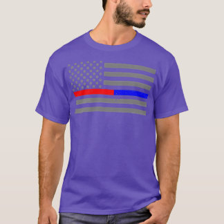 Feuerwehrpolizei Flag Thin Red Blue Line T-Shirt