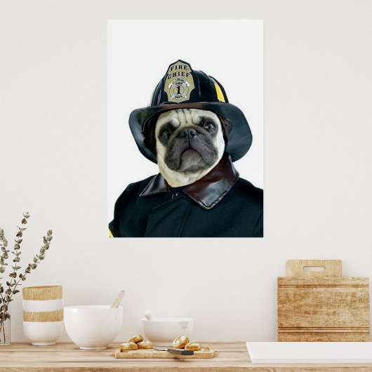 Feuerwehrposter Mops Poster (Küche)