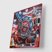 Feuerwehrrettungsausrüstung Quadratische Wanduhr (Winkel)