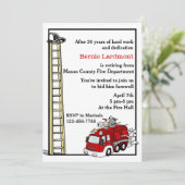 Feuerwehrruhestand/Einladung zur Geburtstagspartei Einladung (Stehend Vorderseite)