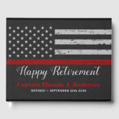 Feuerwehrruhestand Leder dünne rote Linie Party Gästebuch (Vorderseite)