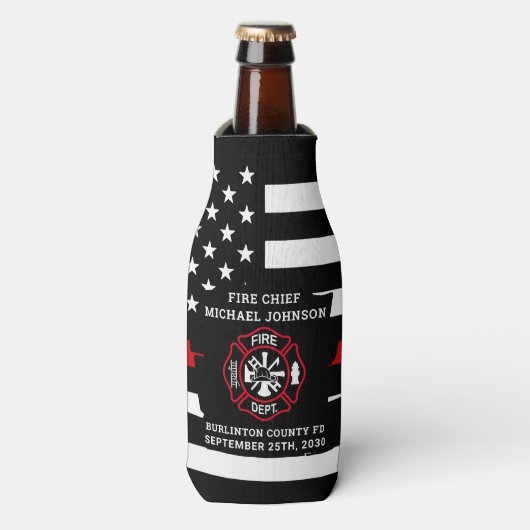 Feuerwehrruhestand Maltese Cross Thing Red Line Flaschenkühler (Flaschenvorderseite)