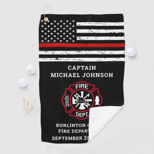 Feuerwehrruhestand Maltese Cross Thing Red Line Golfhandtuch (Insitu)