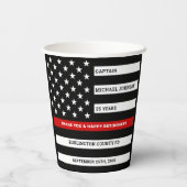 Feuerwehrruhestand Party dünne rote Linie Pappbecher (Rückseite)