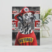 Feuerwehrruhestand Party mit Dalmatinenhund Einladung (Stehend Vorderseite)