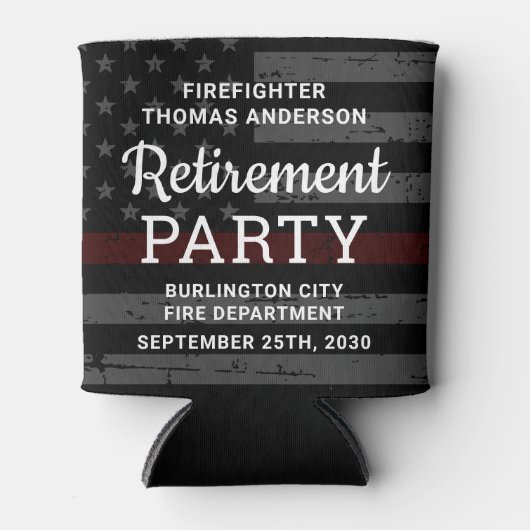 Feuerwehrruhestand Party Personalisierte rote Lini Dosenkühler (Vorderseite)
