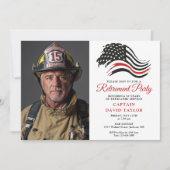 Feuerwehrruhestand Party Thin Red Line Foto Einladung (Vorderseite)