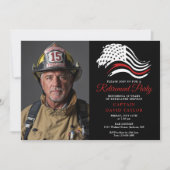 Feuerwehrruhestand Party Thin Red Line Foto Einladung (Vorderseite)