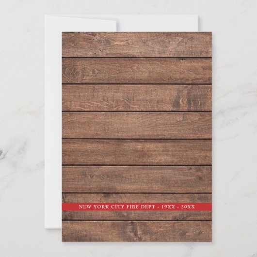 Feuerwehrruhestand Party Thin Red Line Rustikal Einladung (Rückseite)