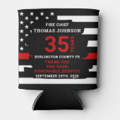 Feuerwehrruhestand Personalisiert dünne rote Linie Dosenkühler (Vorderseite)