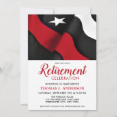 Feuerwehrruhestand Personalisiert dünne rote Linie Einladung (Vorderseite)