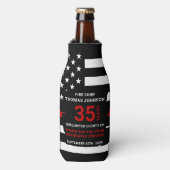 Feuerwehrruhestand Personalisiert dünne rote Linie Flaschenkühler (Flaschenvorderseite)