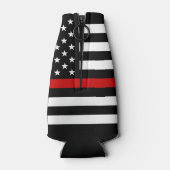 Feuerwehrruhestand Personalisiert dünne rote Linie Flaschenkühler (Rückseite)