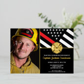 Feuerwehrruhestand Thin Red Line Fireman Foto Folieneinladung (Stehend vorne)