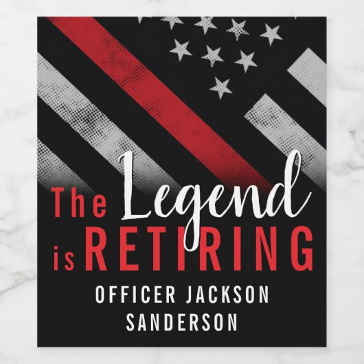 Feuerwehrruhestand Thin Red Line Flag Fireman Weinetikett (Einzelnes Label)