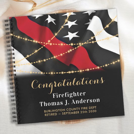 Feuerwehrruhestand Thin Red Line Flaggengast Notizblock