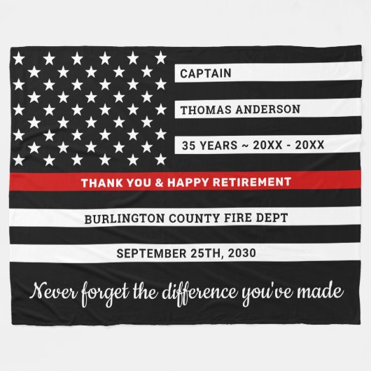 Feuerwehrruhestandsdienst - dünne rote Flagge Fleecedecke (Vorderseite (Horizontal))