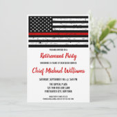 Feuerwehrruhestandsfahne Party dünne rote Linie Einladung (Stehend Vorderseite)