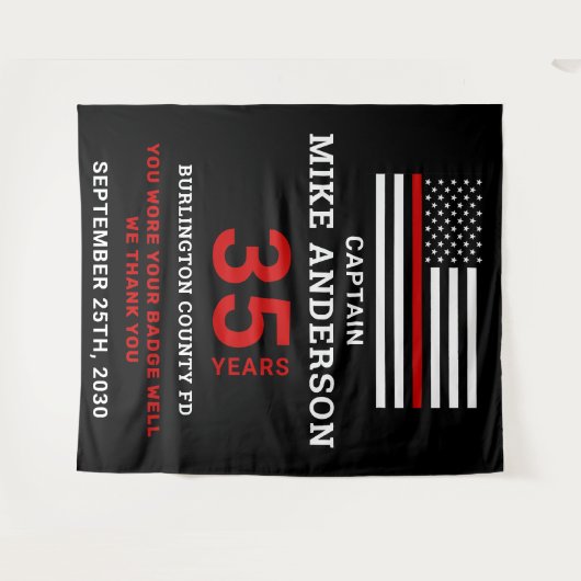 Feuerwehrruhestandsfahne Party dünne rote Linie Wandteppich (Vorderseite (Horizontal))