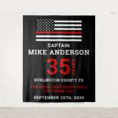 Feuerwehrruhestandsfahne Party dünne rote Linie Wandteppich (Vorderseite)