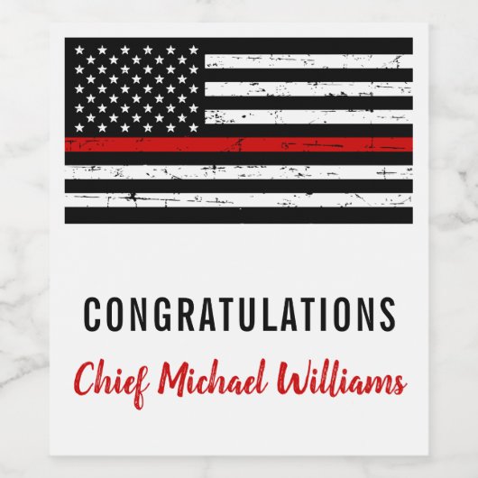 Feuerwehrruhestandsfahne Thin Red Line Feuerwehrfl Weinetikett (Einzelnes Label)