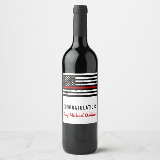 Feuerwehrruhestandsfahne Thin Red Line Feuerwehrfl Weinetikett (Vorderseite)