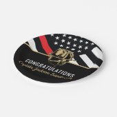 Feuerwehrruhestandsflagge des Party "Brandrote Lin Pappteller (Schrägansicht)