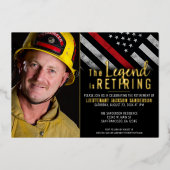 Feuerwehrruhestandsflagge Rote Linie Fireman Foto Folieneinladung (Vorderseite)