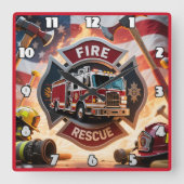 Feuerwehrrutsche Quadratische Wanduhr (Vorderseite)