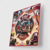 Feuerwehrrutsche Quadratische Wanduhr (Winkel)