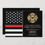 Feuerwehrschiff Abschluss Feuerwehr-Akademie Flag  Einladung (Vorne/Hinten)