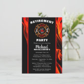 Feuerwehrschiff Abzeichen Feuerwehrruhestand Party Einladung (Stehend Vorderseite)