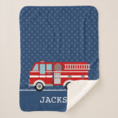 Feuerwehrschiff Blue Polka Dot Personalisierter Ju Sherpadecke (Vorderseite)