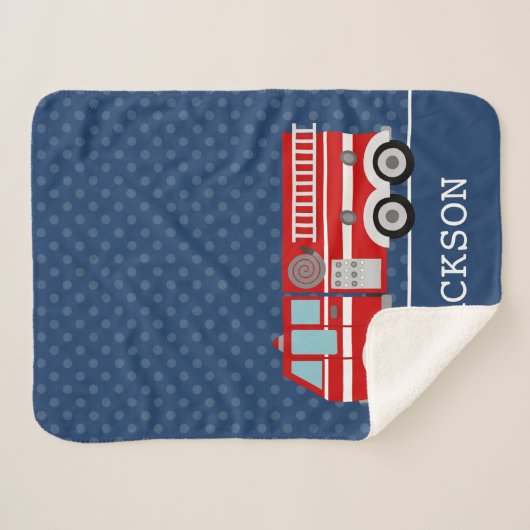 Feuerwehrschiff Blue Polka Dot Personalisierter Ju Sherpadecke (Vorderseite (Horizontal))