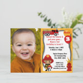 Feuerwehrschiff Dalmatiner Brandbekämpfer Geburtst Einladung (Stehend Vorderseite)