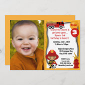 Feuerwehrschiff Dalmatiner Brandbekämpfer Geburtst Einladung (Vorne/Hinten)