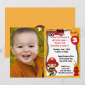 Feuerwehrschiff Dalmatiner Brandbekämpfung Geburts Einladung (Vorne/Hinten)