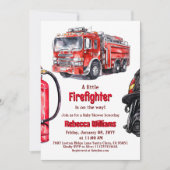 Feuerwehrschiff Red Fire Truck Boy Baby Dusche Einladung (Vorderseite)