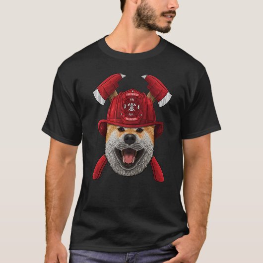 Feuerwehrschiff Shiba Inu Feuerwehrmänner Kinder F T-Shirt (Vorderseite)
