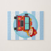 Feuerwehrschiff Truck Blonde Hair Boy Puzzle (Horizontal)