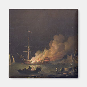 Feuerwehrschiff um Nacht, c.1756 (Öl auf Leinwand) Magnet