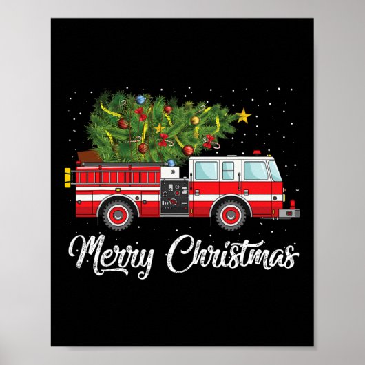 Feuerwehrschiff Weihnachten Tree Funny Firefighter Poster (Vorne)