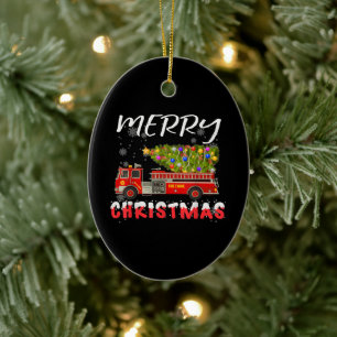 Feuerwehrschiff Weihnachtsfamilie für Feuerwehrleu Keramik Ornament